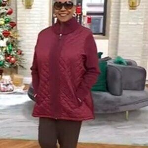 Denim  & Company Heritage Quilted Knit Sweater Jacket 
Size L NWOT